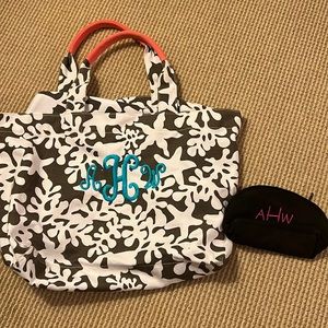aHw Monogram Tote Bag and Cosmetic Pouch NWOT